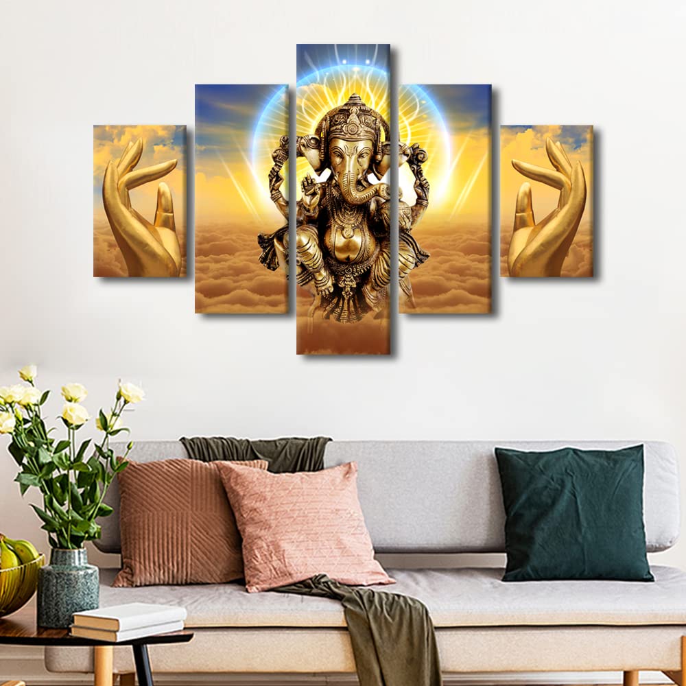 置物 5-piece Ganesha multi-panel canvas art. Amazon.com: TUMOVO 5 Pieces Ganesha Modern Home Decor Indian Hindu